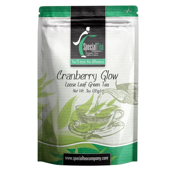 Special Tea Cranberry Glow, Loose Leaf Green Tea 3 oz