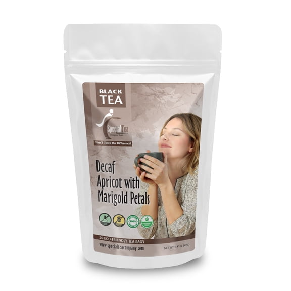 Special Tea Decaf Apricot with Flowers Black Tea, 20 Tea Bags