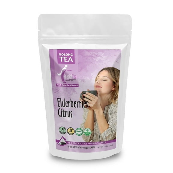 Special Tea Oolong Tea with Elderberries Citrus Flavors Pyramid 15 Sachets