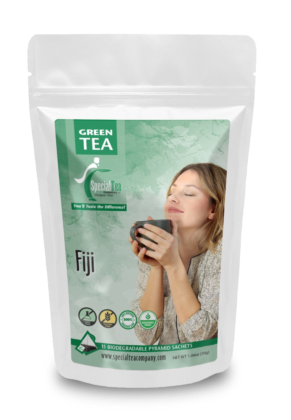 Special Tea Fiji Organic Green Tea, Pineapple & Papaya, 15 Pyramid Sachets