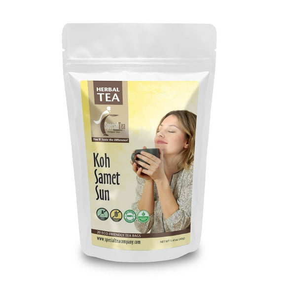 Special Tea Koh Samet Sun Ginger, Orange Peel, Lemon Grass Herbal Tea, 20 Tea Bags