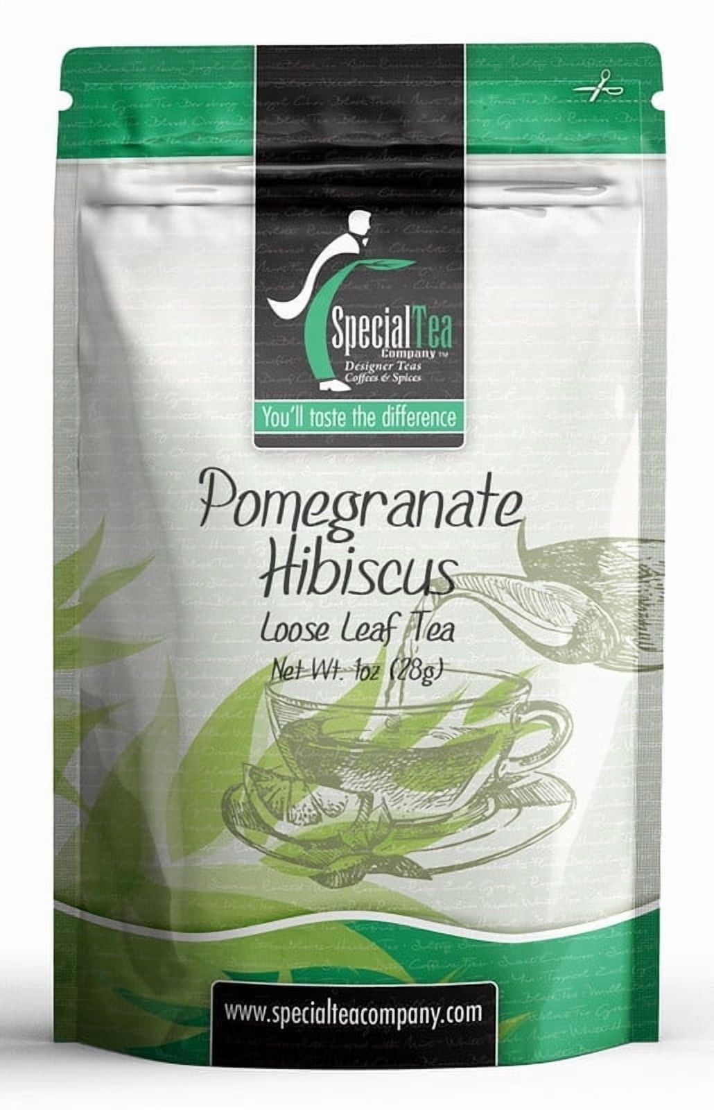 Special Tea Pomegranate Hibiscus Green Tea, Loose Leaf 8 oz