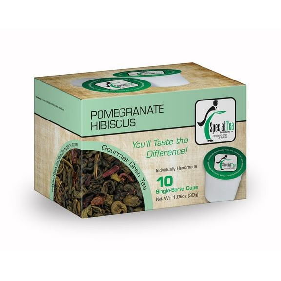 Special Tea Pomegranate Hibiscus Loose Leaf Green Tea, 10 ct Single Serve Cups