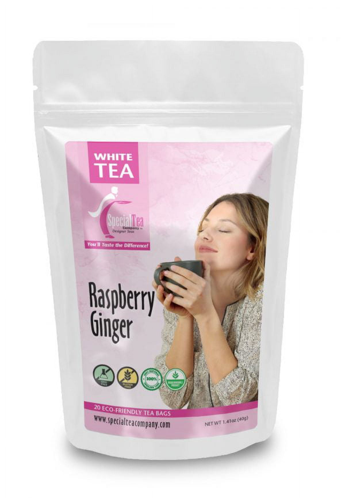 Special Tea Raspberry Ginger, 20 White Tea Bags