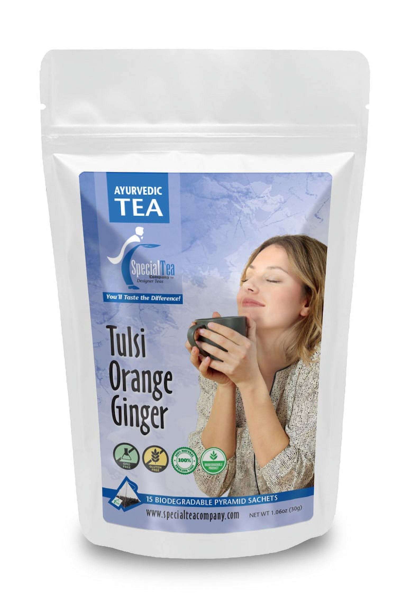 Special Tea Tulsi Orange Ginger Ayurvedic Tea Pyramid 15 Sachets