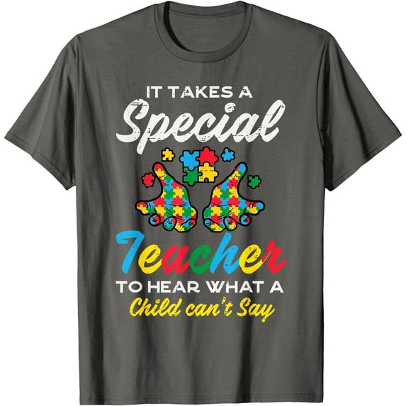 Special Teacher To Hear Child Cant Say Autism Awareness Sped Unisex T-Shirt for Men Women Kids Toddler,Charcoal Color,Size YXS