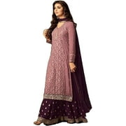 Special Traditional Wear Pakistani Indian Designer Salwar Kameez Sharara Plazzo Dress  Pink, S - 38