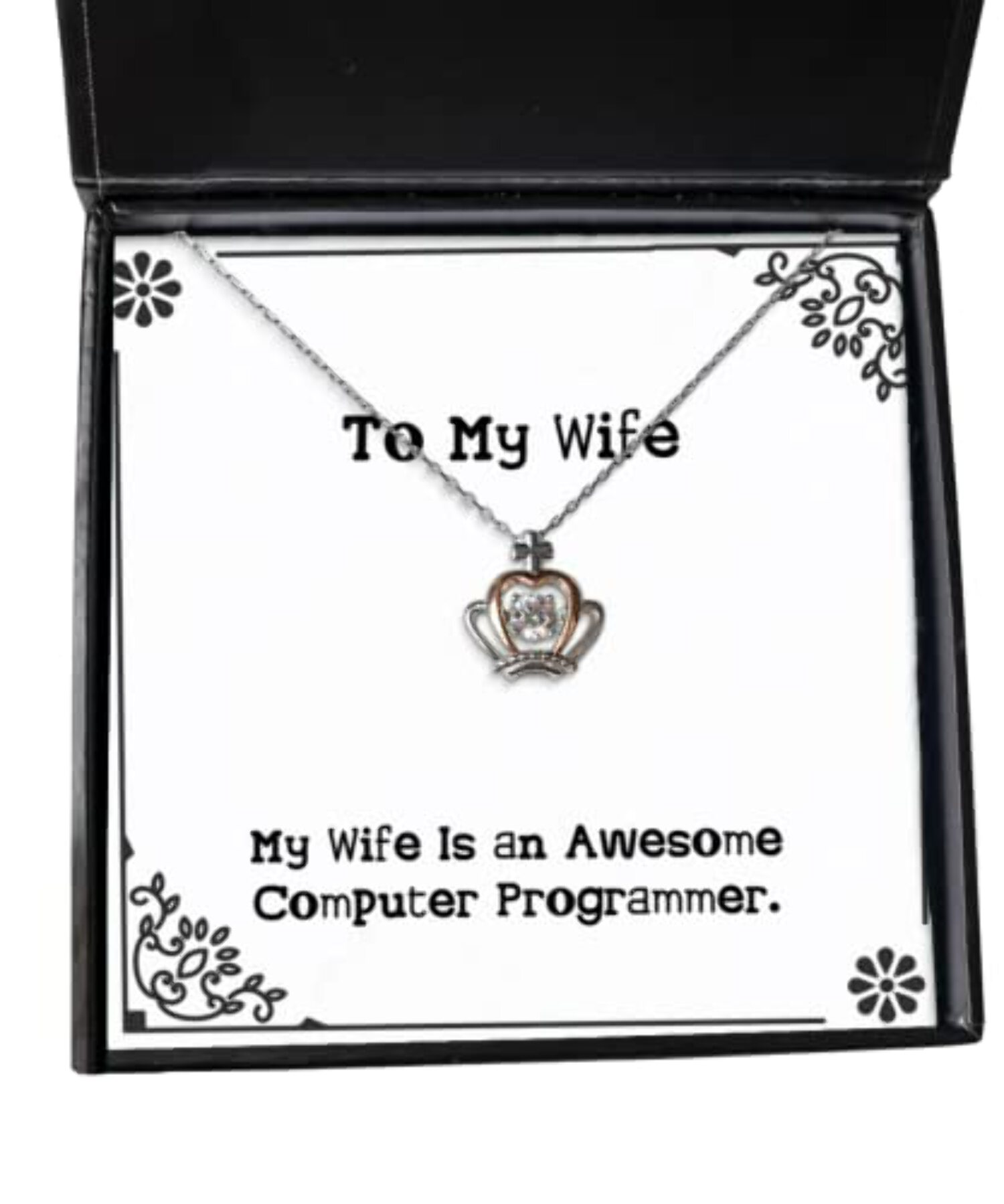 Special Wife Crown Pendant Necklace, My Wife is an Awesome Computer ...