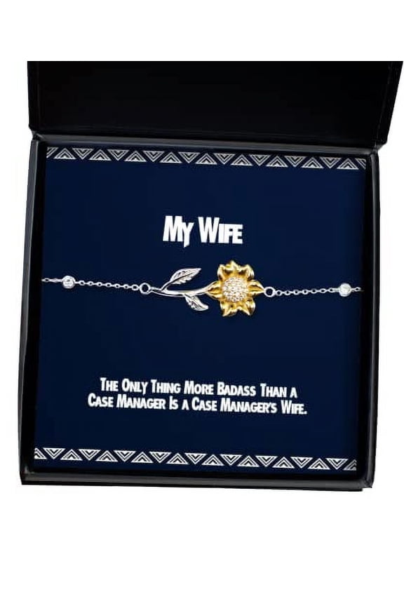 Special Wife Gifts, The Only Thing More Badass Than a Case Manager is a Case Manager, Cute Holiday Sunflower Bracelet from Wife, Christmas, New Years, Valentines Day, Mothers Day, Anniversaries