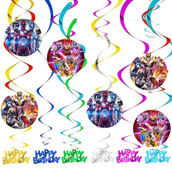 Special effects Power Party Decorations Ranger Party Decorations Hanging Swirl Sign Whirls Birthday Streamer Ceiling Decor Supplies 14 pcs