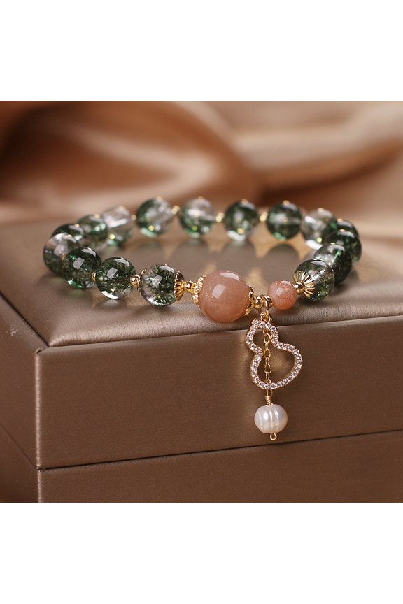 Special-interest Design Green Phantom Quartz Crystal Bracelet Female Fu Lu Gourd