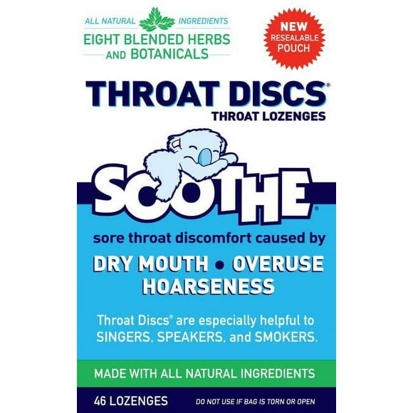 Throat Discs Herbal Lozenges for Cold, Cough, Throat - 6 Pack, 46 Count
