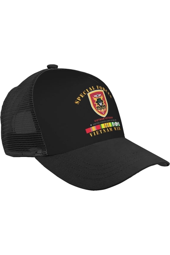 SpecialForces - MACV SOG VN SVC Mesh Baseball Cap Adjustable Twill Mesh Trucker Hat Black