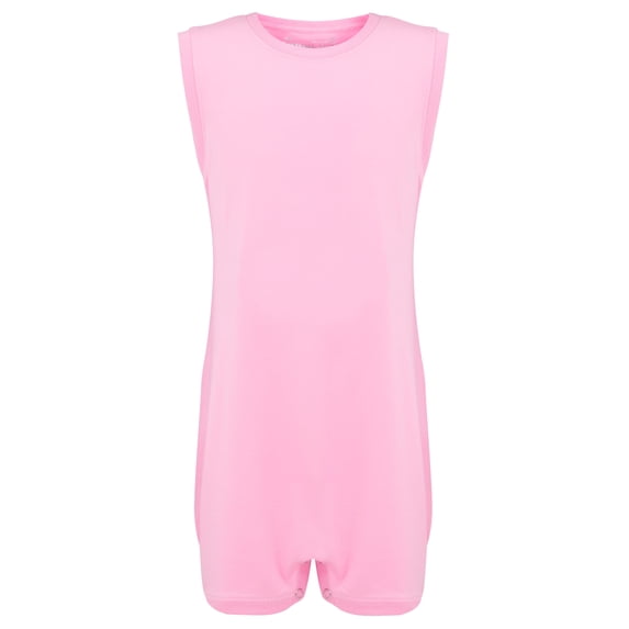 SpecialKids.Company Popper Vest Sleeveless Bodysuit with Crouch Snap Button, Adaptive Clothing for Adults with Special Needs, AZO-Free Super Soft Cotton Elastane Fabric, by Kaycey Pink