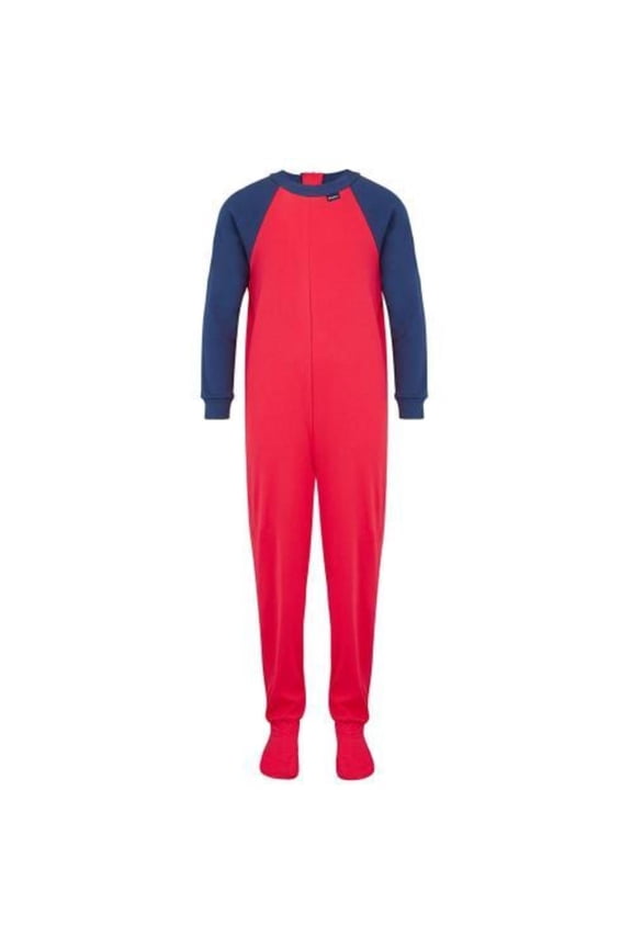 SpecialKids.Company Seenin Zipback Footed Onesie Zip Up Sleepsuit Pyjamas, Easy To Wear Back Opening Sleepwear, Footed, Red-Navy, Age 3-4