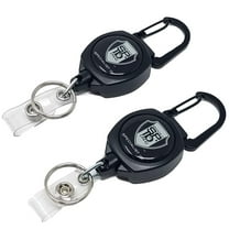 Specialist ID 5 Pack - Heavy Duty Retractable Badge Reels with ID Holder Strap and Keychain (Black)