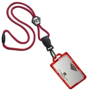 Specialist ID Heavy Duty Lanyard and Identity Stronghold 2-Card RFID Blocking Badge Holder - 2 Sided / Blocks 13.56MHz Signal (Red)