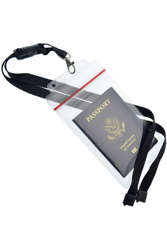 Heavy Duty Water and Tear Resistant Passport Holders, 2 Pack with Breakaway Lanyard