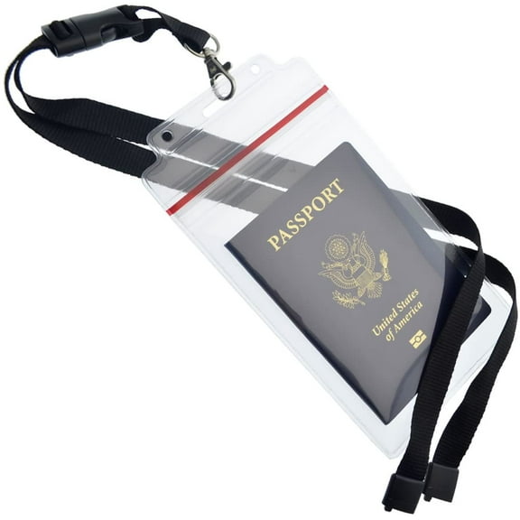 Specialist ID Heavy Duty Water and Tear Resistant Passport Holders, 2 Pack with Breakaway Lanyard