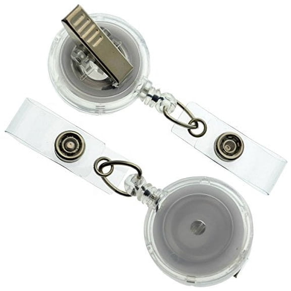 5 Pack - Translucent Badge Reel Holders with Alligator Swivel Clip - Retractable Plastic Round Zip Reels - Cute Retracting Lanyards for Office Name Tags & Nurse Swipe Badges by Specialist ID (Clear)