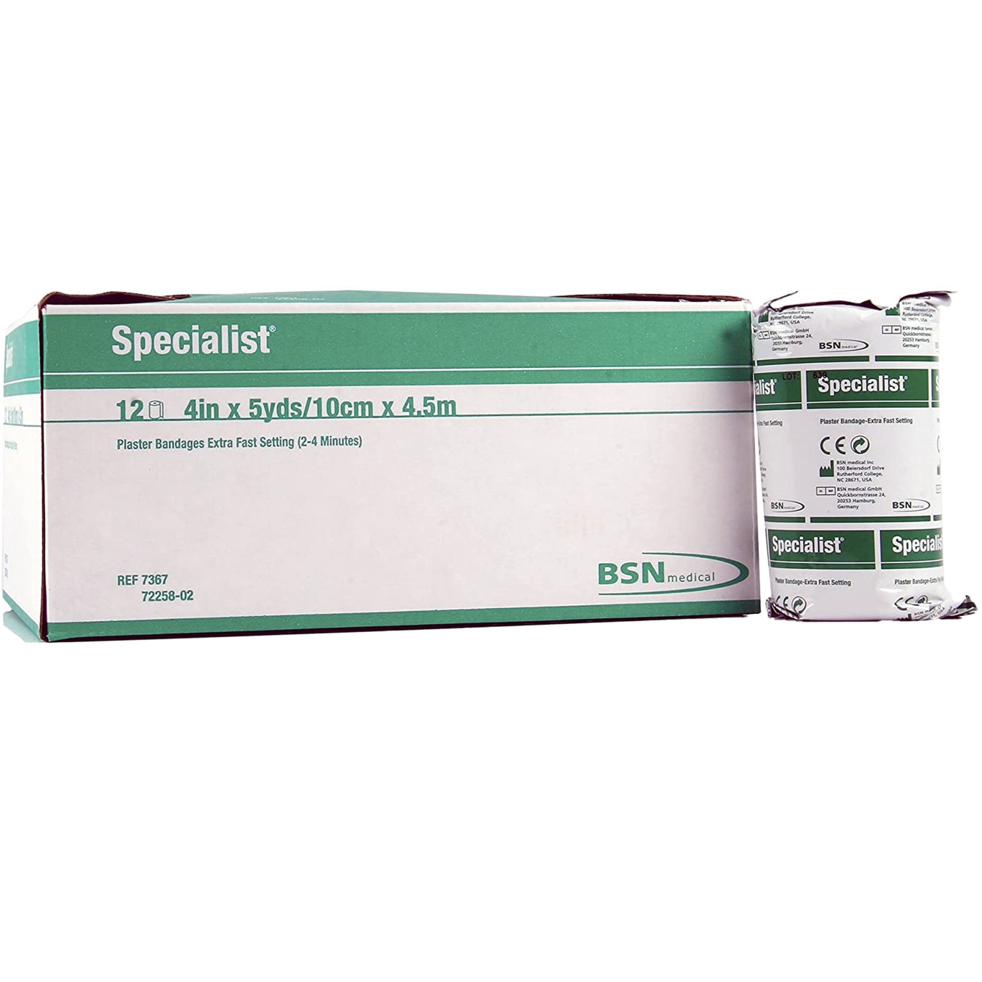 Specialist Plaster Bandage 4 Inch X 15 Foot Plaster of Paris White 7367, 72 Ct