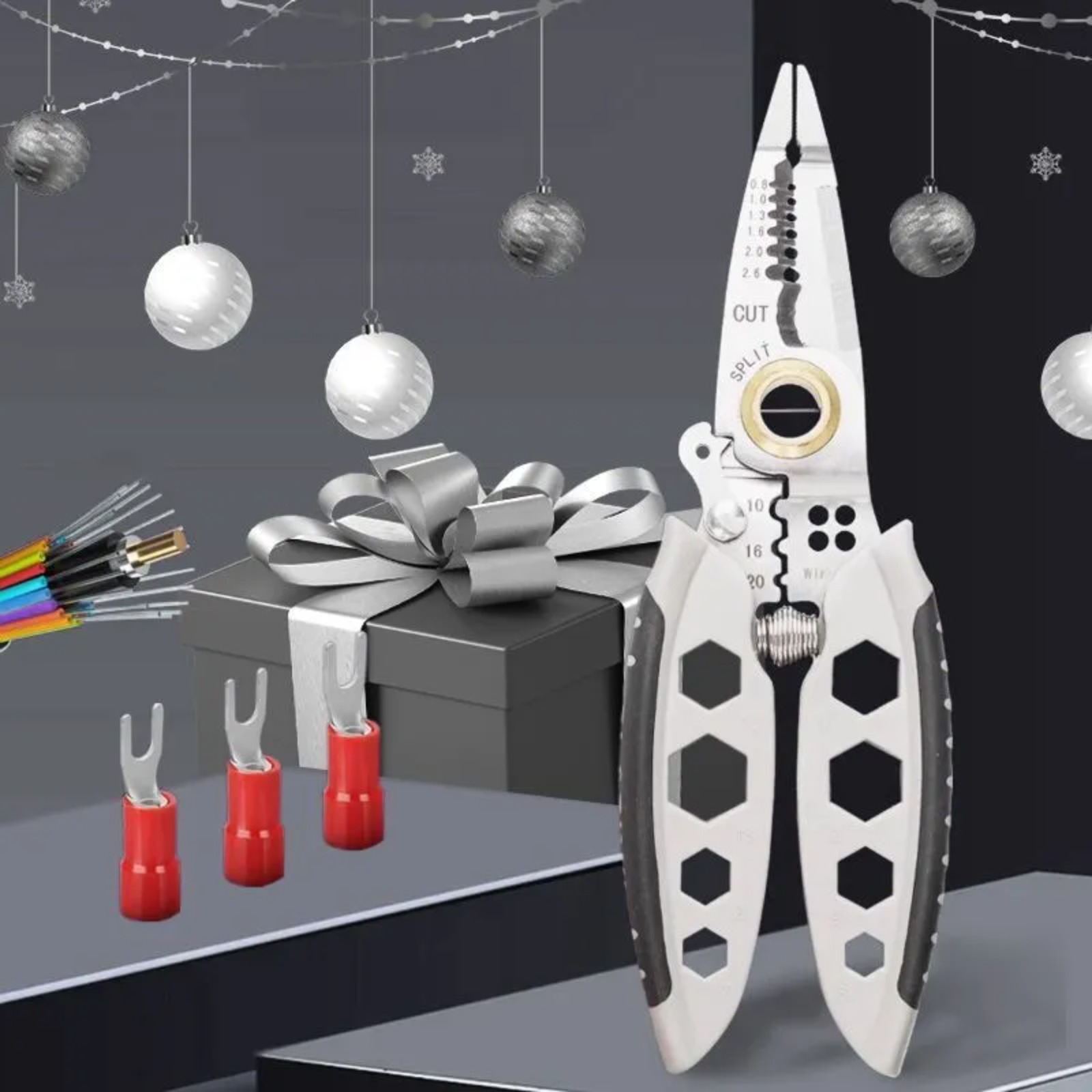 Specialized multi-functional wire stripper for electricians, multi-functional pliers, ergonomic handle, double-sided blade jaws, with cutting limit device, suitable for household repairs