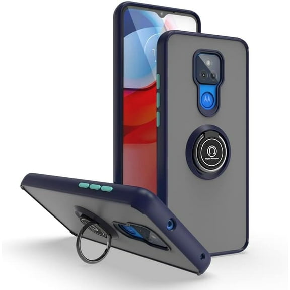 is Specially Designed for Motorola Moto G Play 2021 Anti-Fall,Anti-Fingerprint, Built-in 360° Rotating Ring Bracket Solid and Durable Magnetic car Phone case, Suitable for 6.5inches Male-Blue