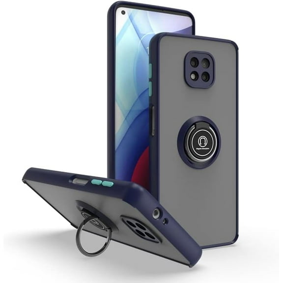 is Specially Designed for Motorola Moto G Power 2021 Anti-Fall,Anti-Fingerprint, Built-in 360° Rotating Ring Bracket Solid and Durable Magnetic car Phone case, Suitable for 6.6inches Male-Blue