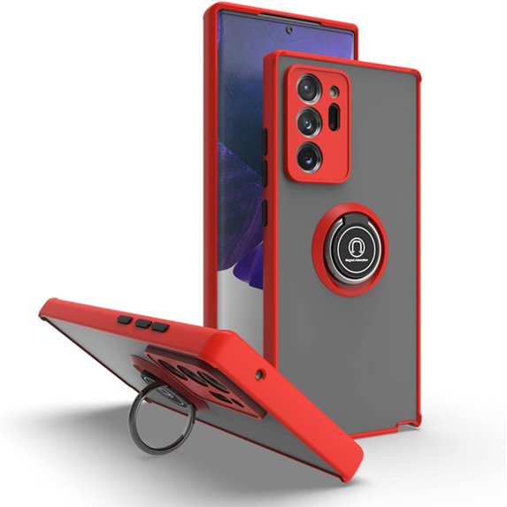is Specially Designed for Samsung Galaxy Note 20 Ultra Anti-Fingerprint, Built-in 360° Rotating Ring Bracket Solid and Durable Magnetic car Phone case, Suitable for 6.9inches Women-Red