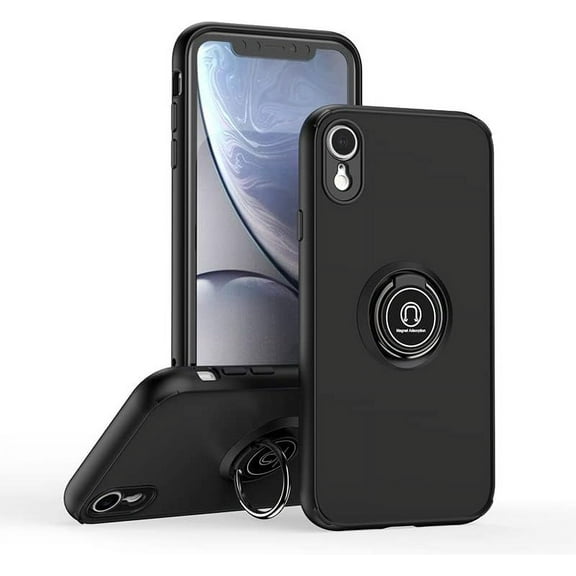 is Specially Designed for iPhone Xr Anti-Scratches,Anti-Fingerprint, Built-in 360° Rotating Ring Bracket Solid and Durable Magnetic car Phone case, Suitable for iPhone Xr 6.1inches Male-Black