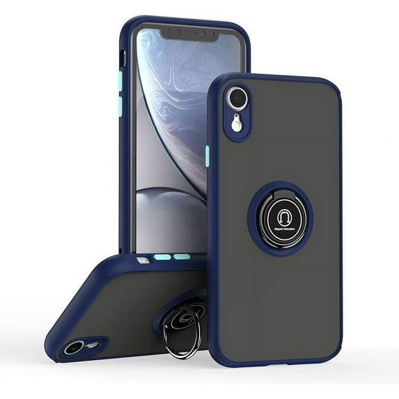 is Specially Designed for iPhone Xr Anti-Scratches,Anti-Fingerprint, Built-in 360° Rotating Ring Bracket Solid and Durable Magnetic car Phone case, Suitable for iPhone Xr 6.1inches Male-Blue
