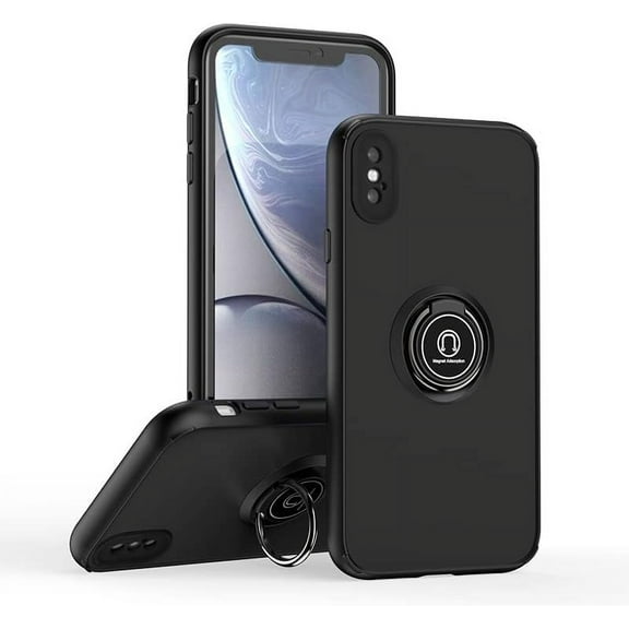 is Specially Designed for iPhone Xs Max Anti-Fingerprint, Built-in 360° Rotating Ring Bracket Solid and Durable Magnetic car Phone case, Suitable for iPhone Xs Max 6.5inches Male-Black