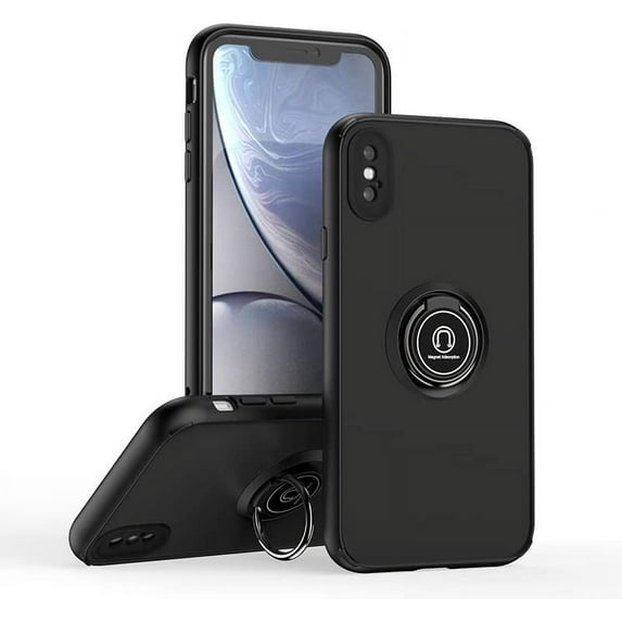 is Specially Designed for iPhone Xs Max Anti-Fingerprint, Built-in 360° Rotating Ring Bracket Solid and Durable Magnetic car Phone case, Suitable for iPhone Xs Max 6.5inches Male-Black