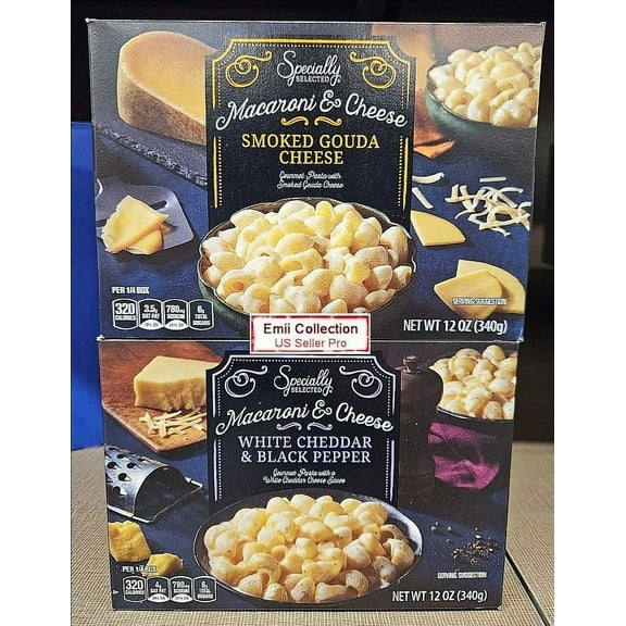 Specially Selected Macaroni & Cheese Smoke Gouda Cheese and White Cheddar & Black Pepper 12oz 340g (2 Boxes)