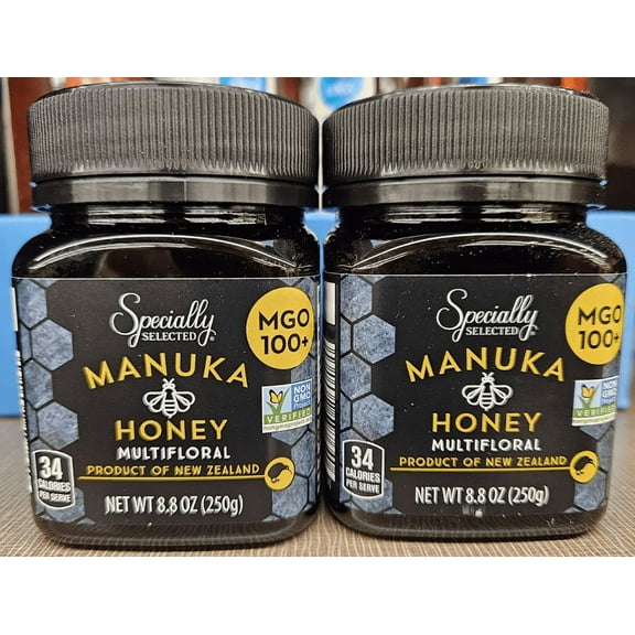 Specially Selected NON-GMO MGO 100+ Manuka Honey Multifloral 8.8oz 250g (2 Jars)