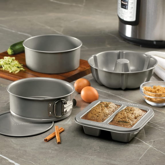 Specialty Bakeware Nonstick Baking Set for Pressure Cooker or in The Oven, 4 Piece, Gray