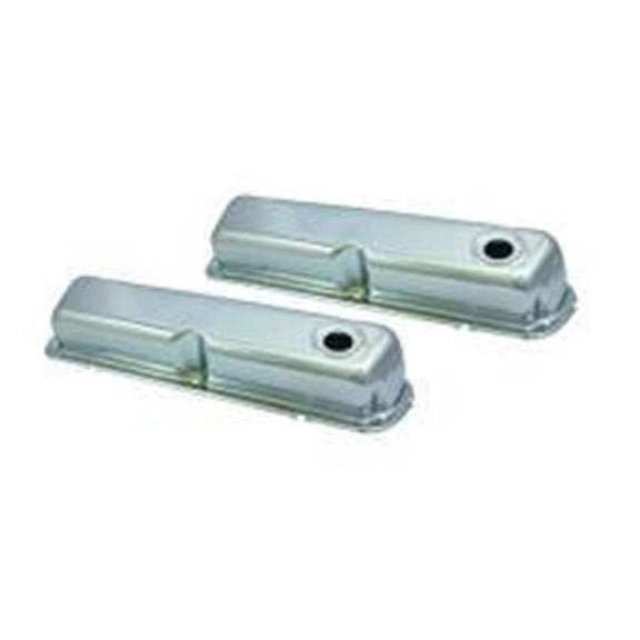 Specialty Chrome  Baffled Breather Holes Steel Chrome Stock Height Valve Covers for 1962-1985 Small Block Ford