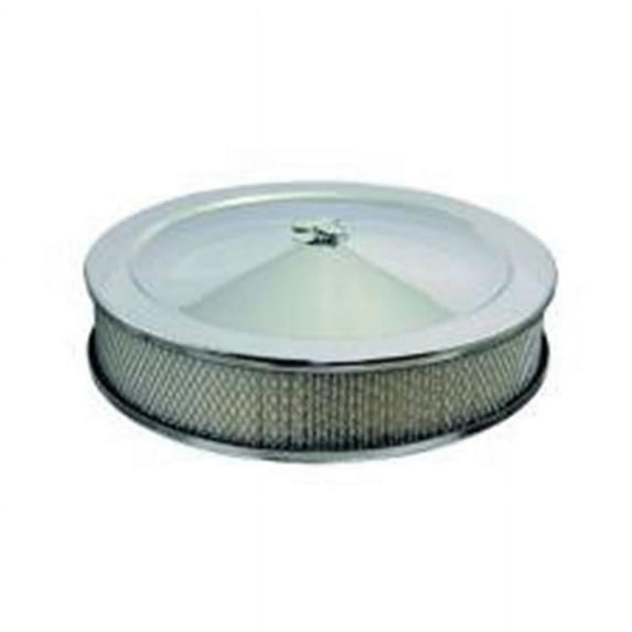 Specialty Chrome SPC4302 14 in. Round 3 in. Element 5.12 in. Carb Flange High Dome Air Cleaner Assembly, Flat Base