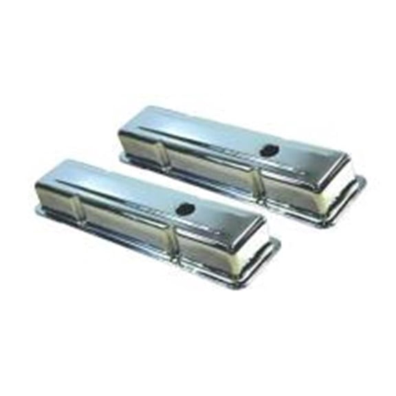 Specialty Chrome SPC8196 Chrome Baffled Breather Holes Steel Stock Height Valve Covers for 1958-1986 Small Block Chevy