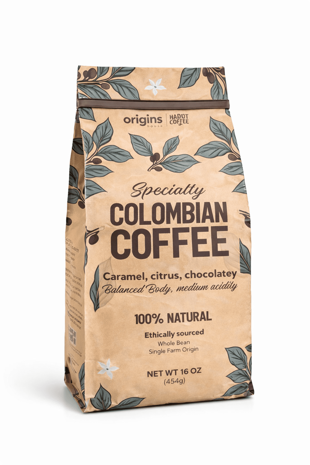 Specialty Colombian Coffee – Medium Roast, Whole Bean, Single Origin, No Sugar Needed, 1 lb.