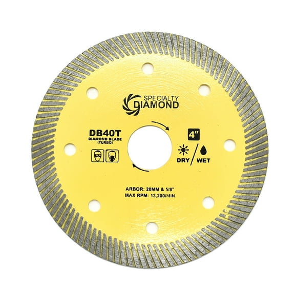 Specialty Diamond DB40T 4" High Performance General Purpose Dry or Wet Cutting Turbo Diamond Blade
