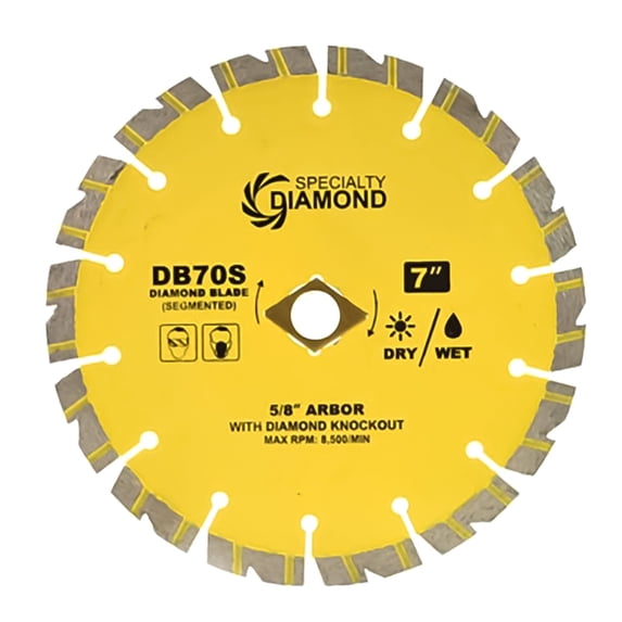 Specialty Diamond DB70S 7" Performance Dry or Wet Cutting General Purpose Segmented Diamond Blade