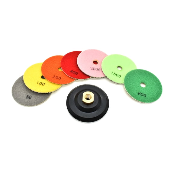 Specialty Diamond E4SET 4" Diamond Polishing Pad Set Includes Rubber Hook & Loop Backing Pad (E4PADSET)