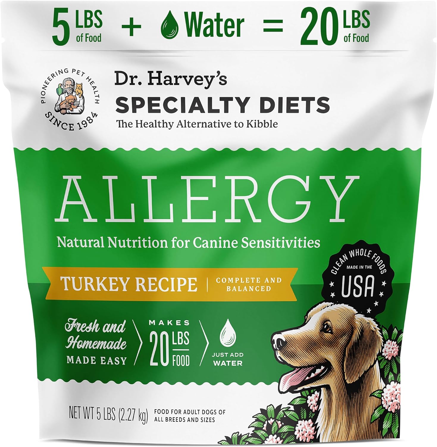 Specialty Diet Allergy Turkey Recipe, Human Grade Dog Food for Dogs