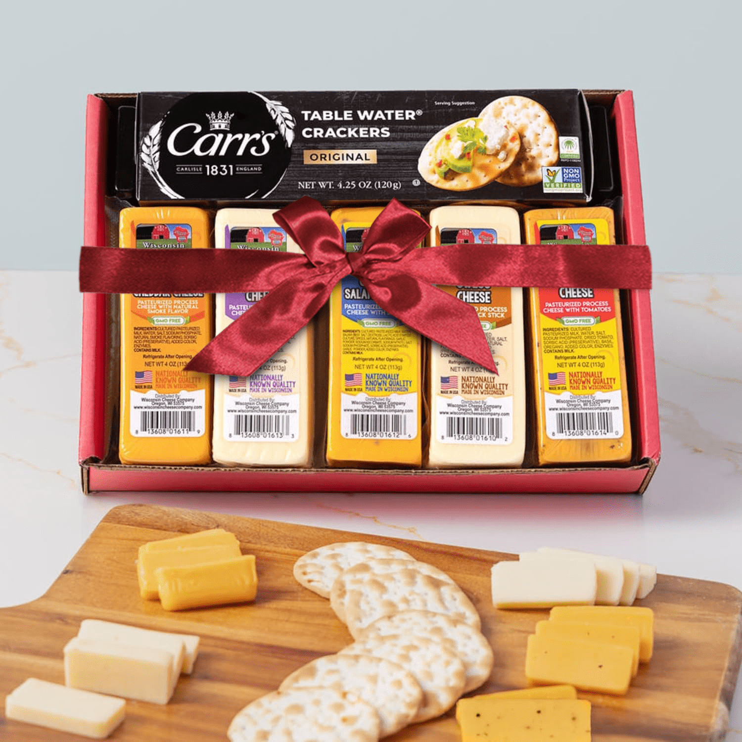 Specialty Wisconsin Cheese and Cracker Holiday Gift Box | Great for Gifts & Charcuterie Boards | Low Carb, High Protein, Keto-Friendly