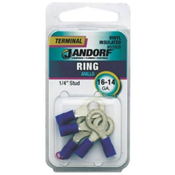 Specialty Hardw 60908 Vinyl Insulated Ring Terminal - 16-14 ga., 0.25 in. Stud
