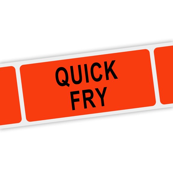 Specialty Printing Quick Fry Grabber Label Dayglo Red with Black Print, 1.375" x 3/4" | 1000/Roll