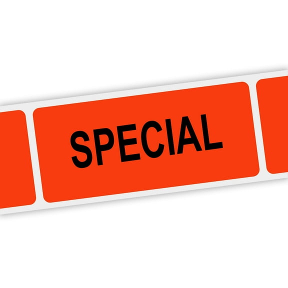 Specialty Printing Special Grabber Label Dayglo Red with Black Print, 1.375" x 3/4" | 1000/Roll