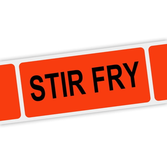 Specialty Printing Stir Fry Grabber Label Dayglo Red with Black Print, 1.375" x 3/4" | 1000/Roll