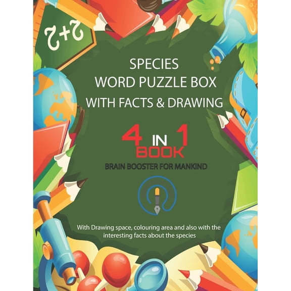 Species Word Puzzle Box with Facts and Drawing: Word Search with Drawing book (Paperback)